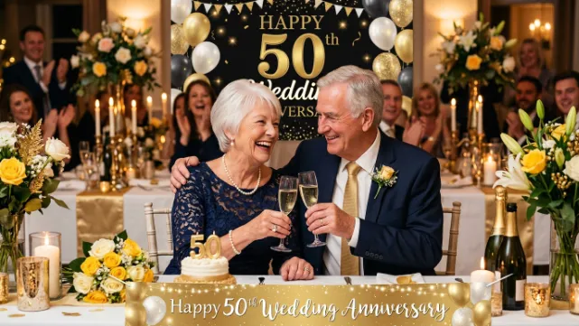 Romantic 50th Anniversary Wishes for Couple